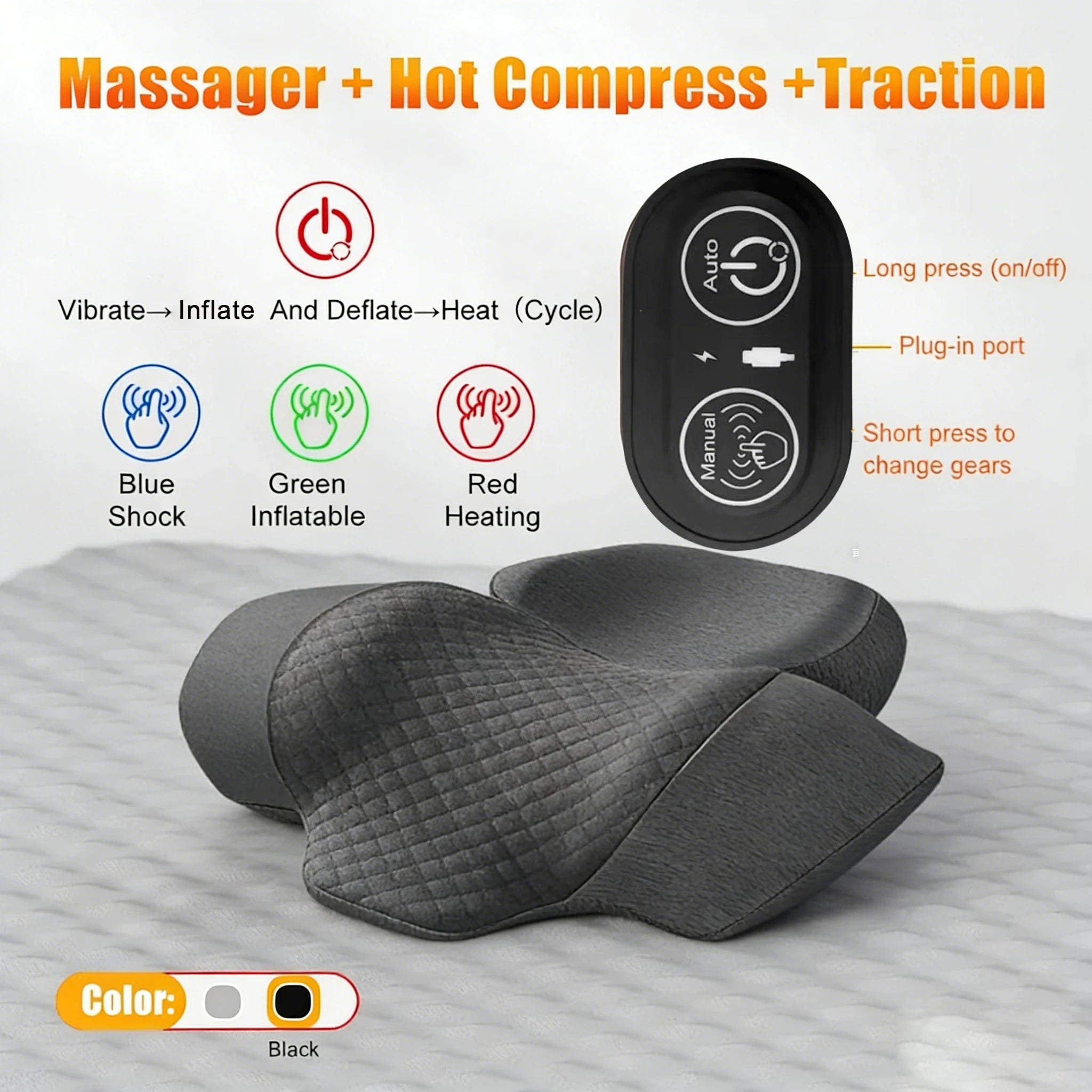 SereneTech™ Heated Cervical Traction Massage Pillow
