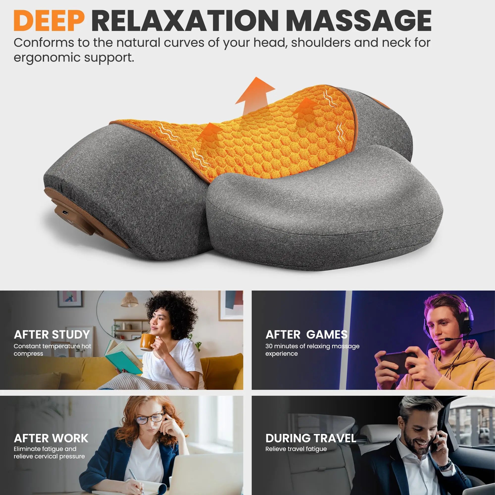SereneTech™ Heated Cervical Traction Massage Pillow